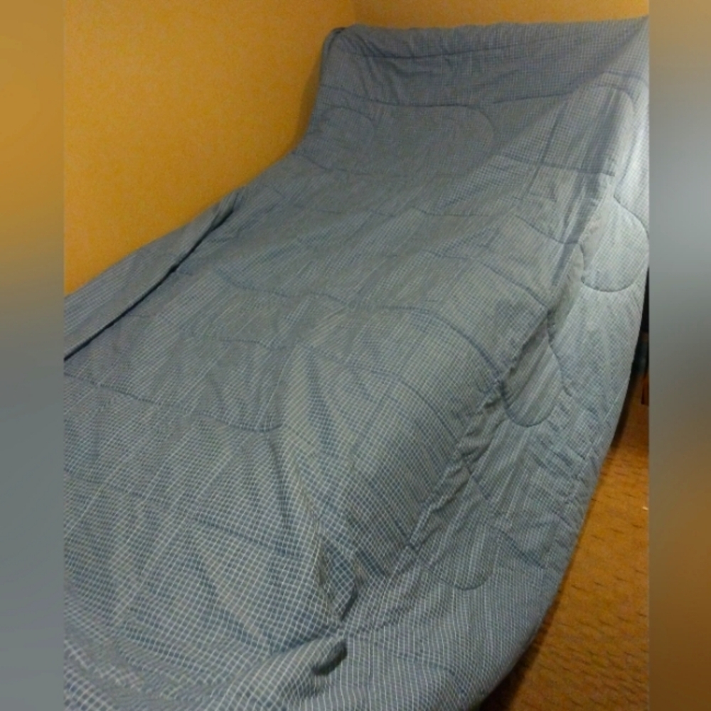 Classic Blue Checkered Queen Size Bedspread Comforter Cover